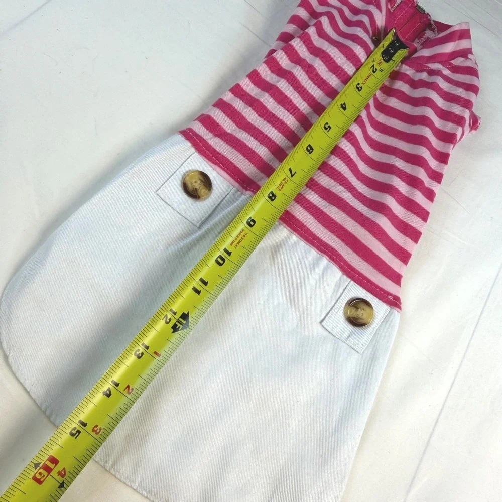 Boutique Dog Pet Dress Medium Pink White Striped Dog Clothes NWT